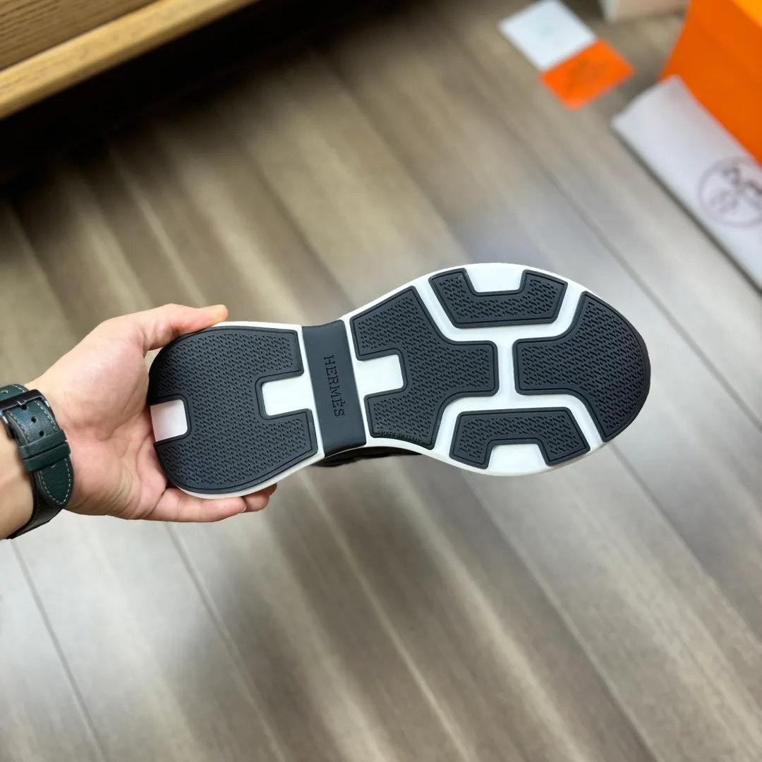 [HERMES] Hermès men's shoes 💰520💰 - High-end quality original order - Upper: 🔝 tumbled calfskin, high mercerized striped fabric, sewn brand H totem - Lining: water-dyed cowhide - Outsole: ultra-light T men's shoes 💰U foam rubber; two-color molded outsole - Super high quality control, fine workmanship: highlighted (high-end, luxury, grade) -Size :38-44 (45, customized)